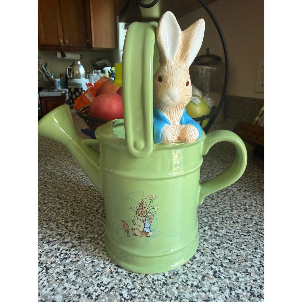 Vintage 1999 Beatrix Potter Peter Rabbit Teleflora Ceramic Watering Can Planter